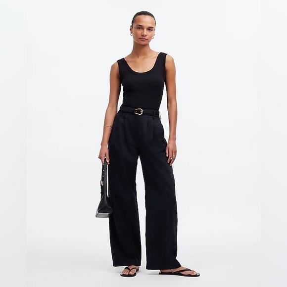 MADEWELL Harlow Wide Leg Black Pants 8